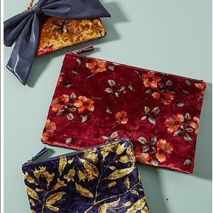 Anthropologie Set of 3 Gorgeous Velvet Pouches